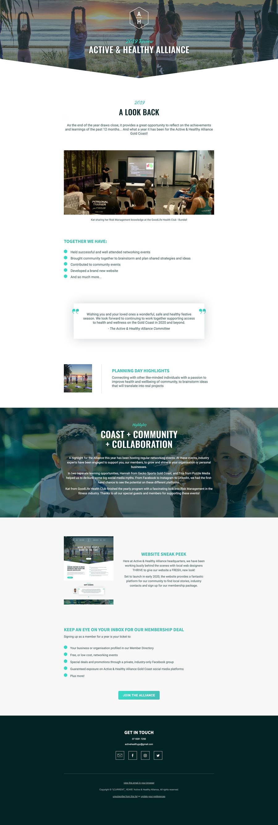 Active & Healthy Alliance Mailchimp email template