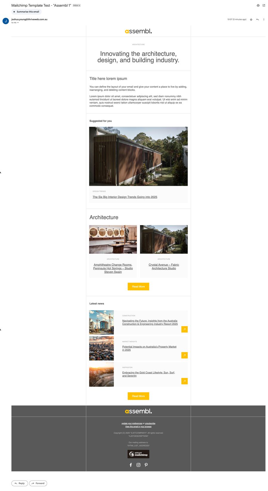 Assembl co Mailchimp email template