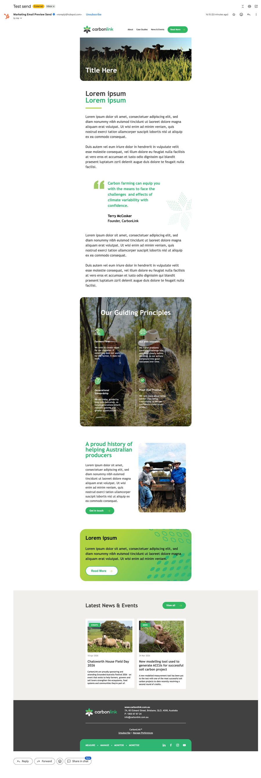 Carbonlink email template detail