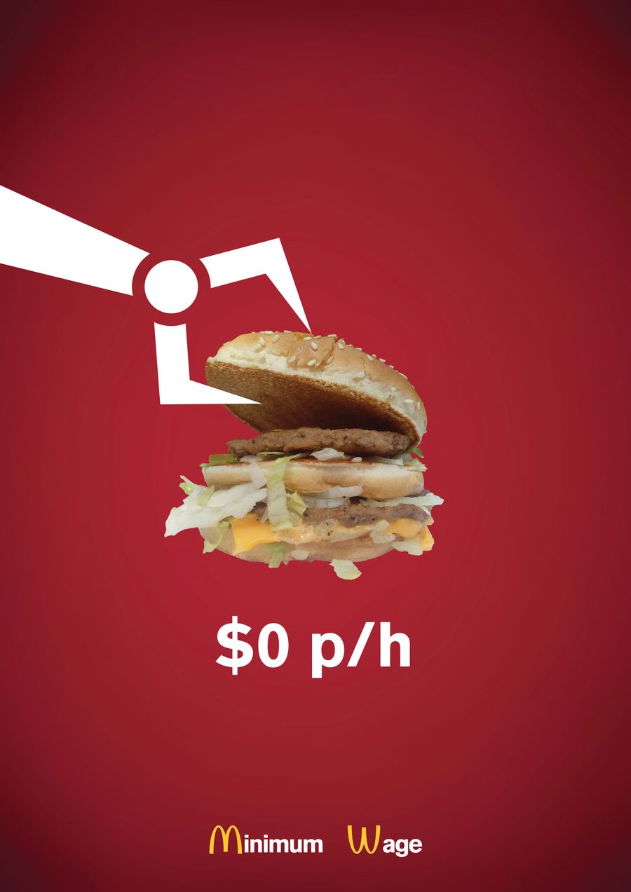 McDonalds poster robot making burger