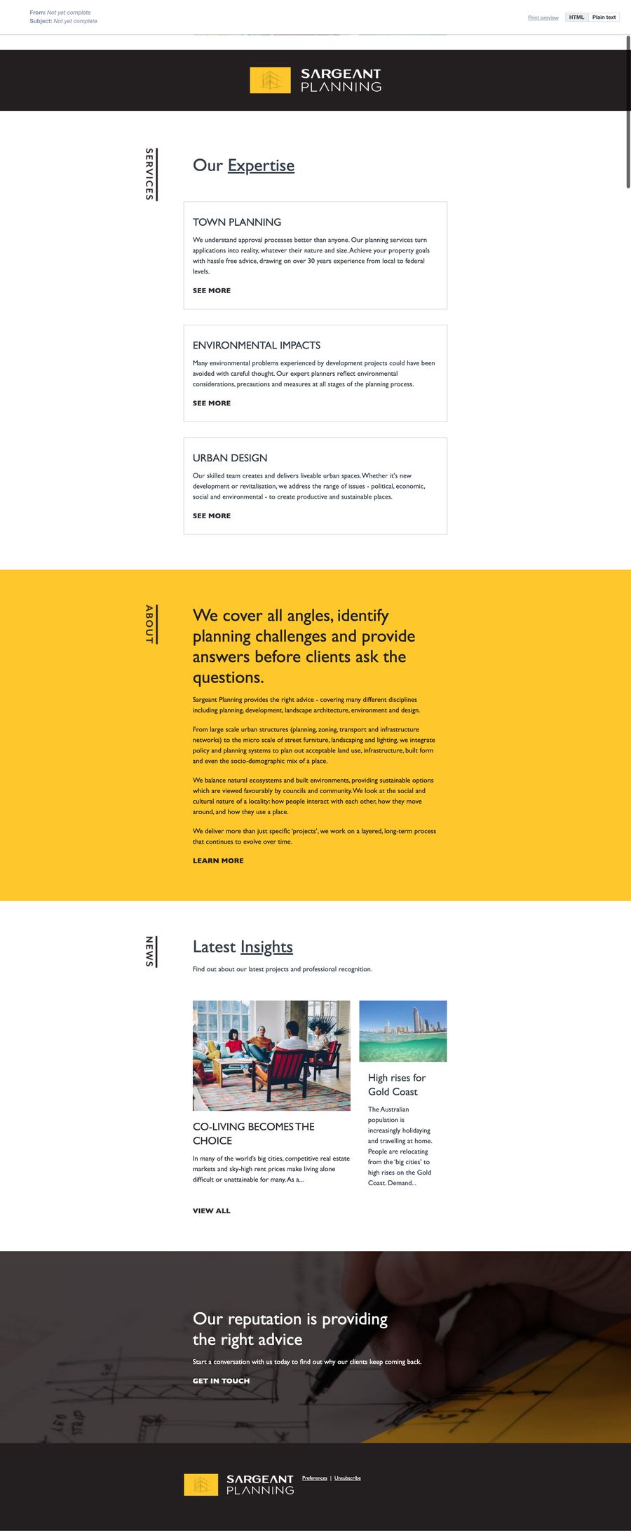Sargeant Planning Campaign Monitor email template