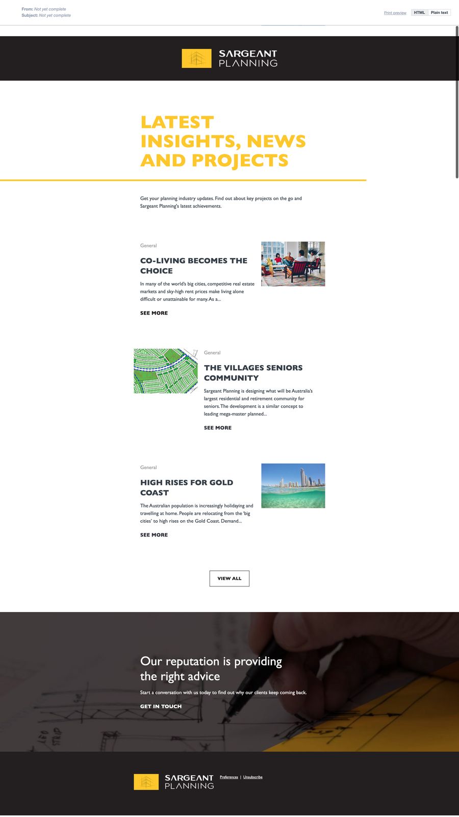 Sargeant Planning email template detail