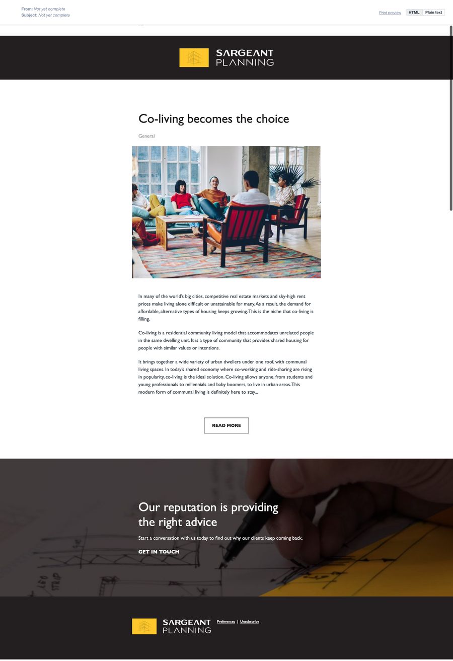 Sargeant Planning email template detail